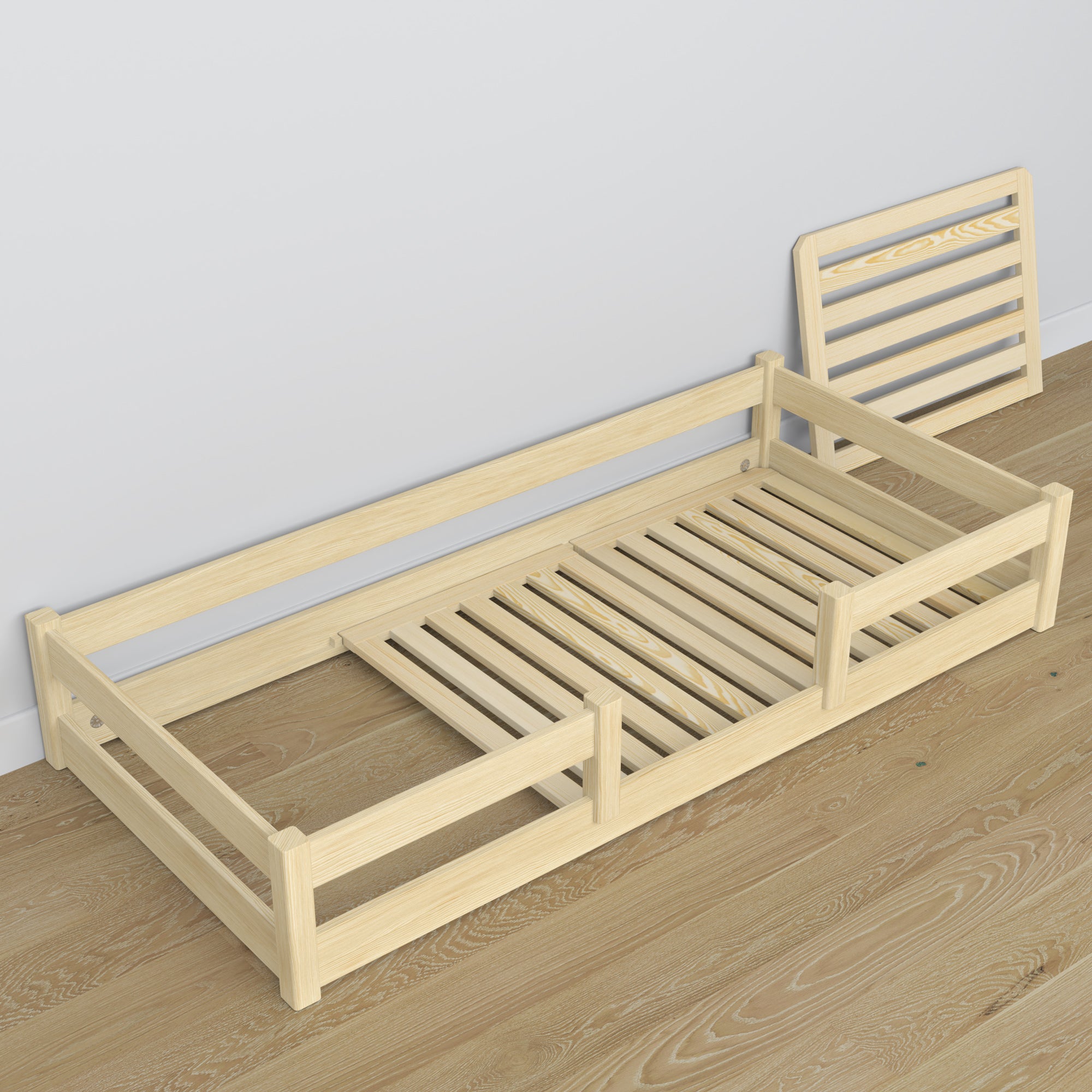 Wooden low bed N01 clear pine