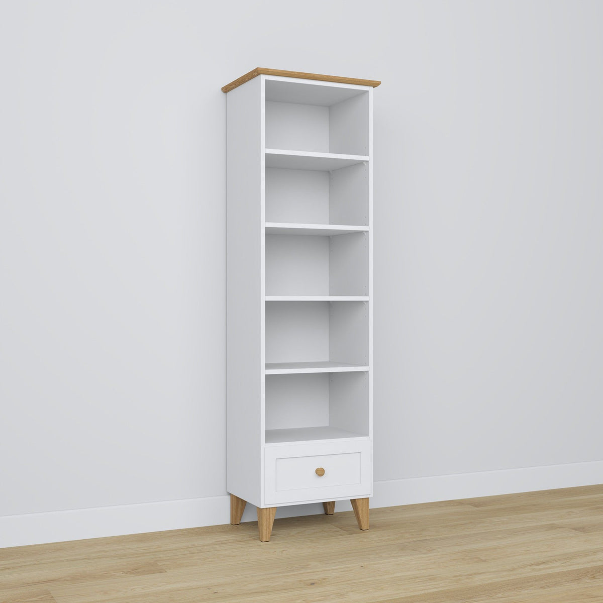 Wooden shelf 1S 57 Scandi white / oak
