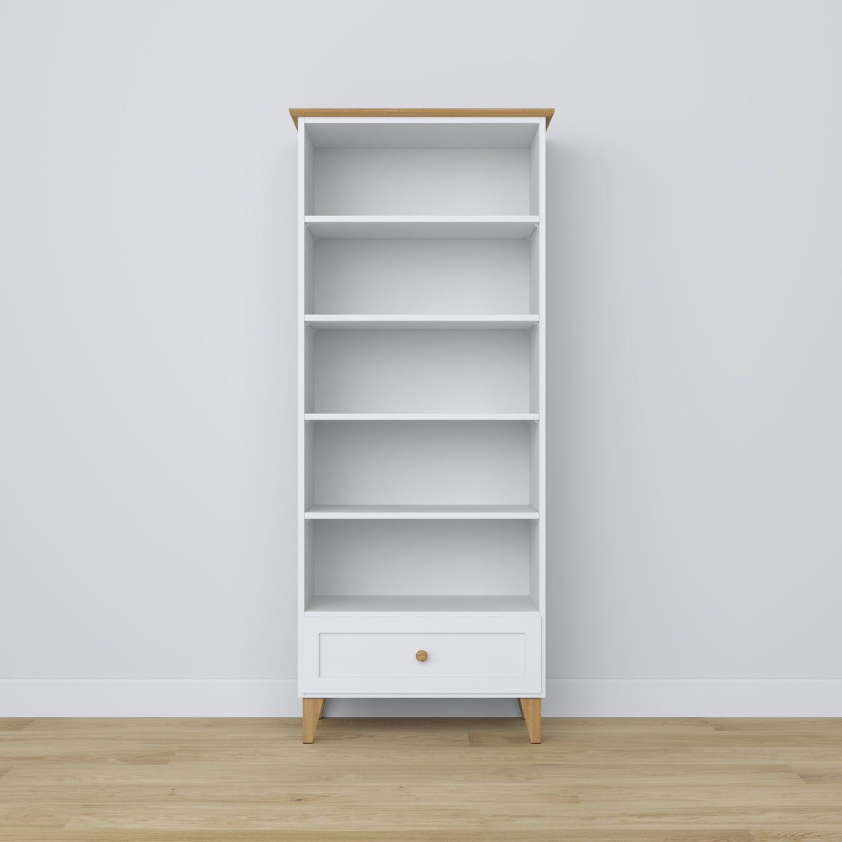 Wooden shelf 1S 80 Scandi white / oak