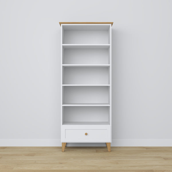 Wooden shelf 1S 80 Scandi white / oak