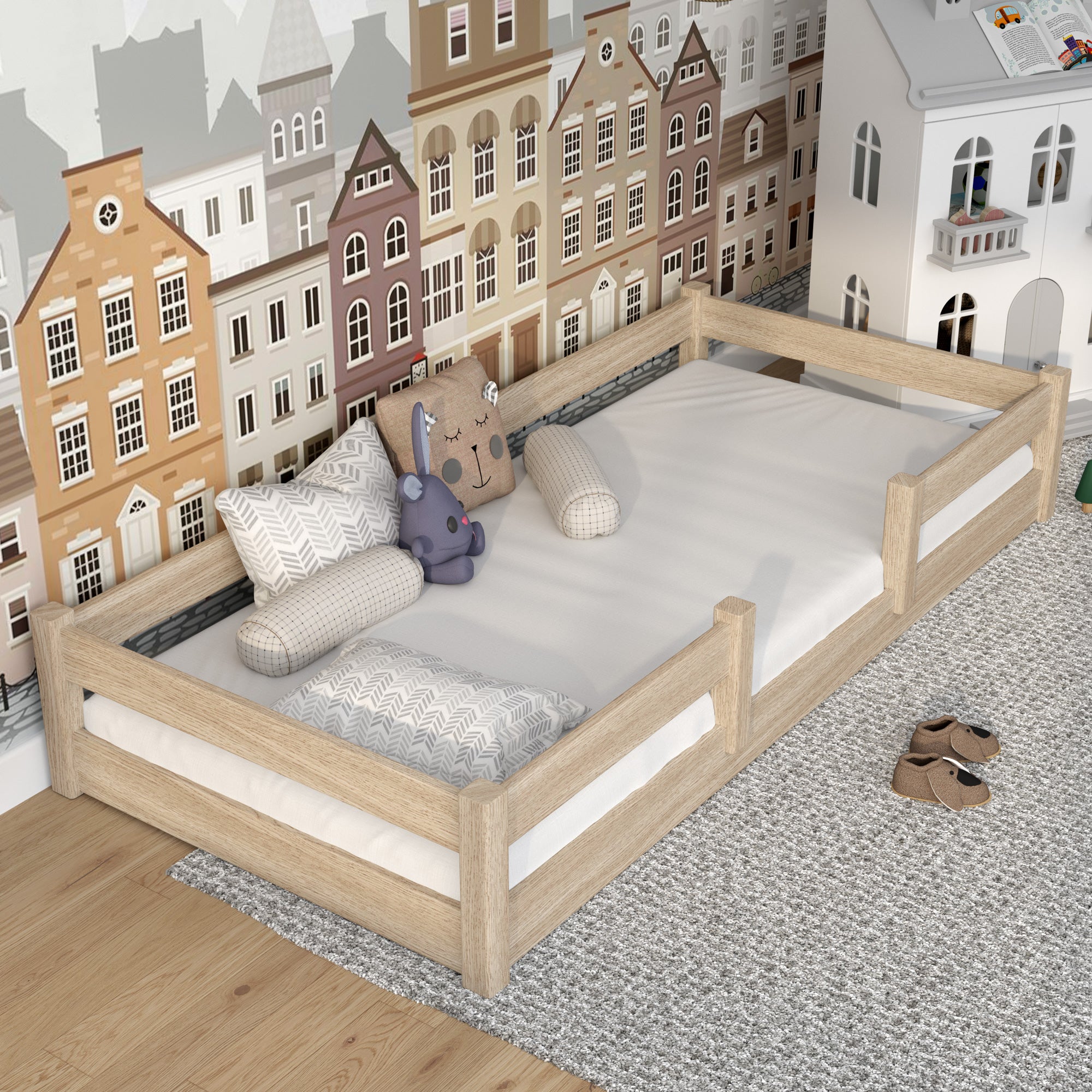 Oak low bed N01 oak bleached