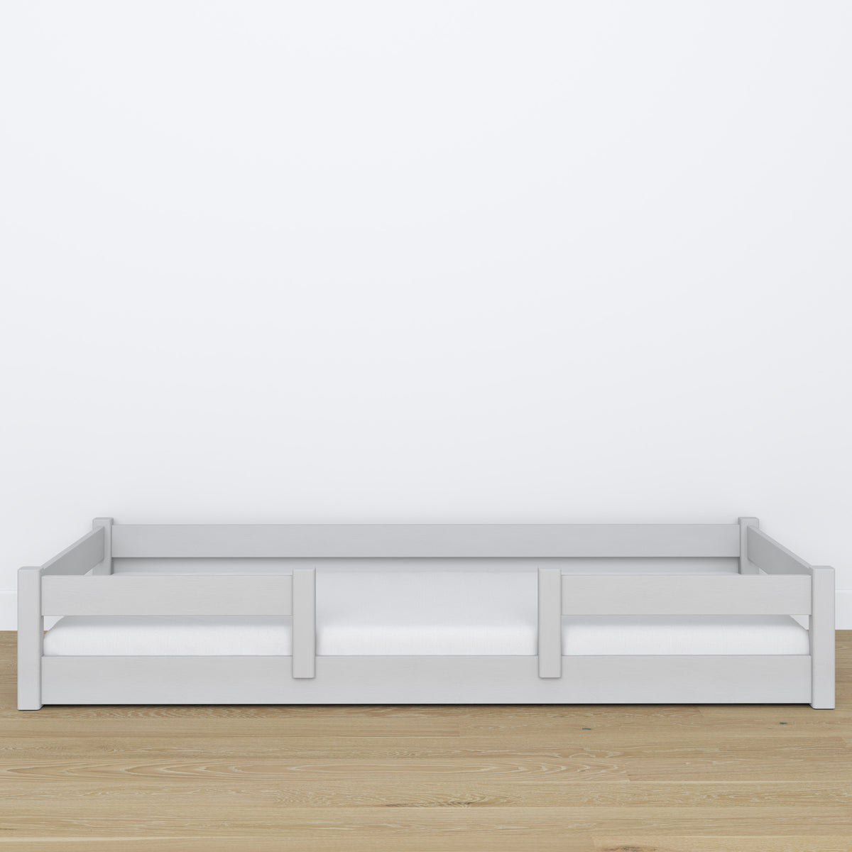 Wooden low bed N01 grey