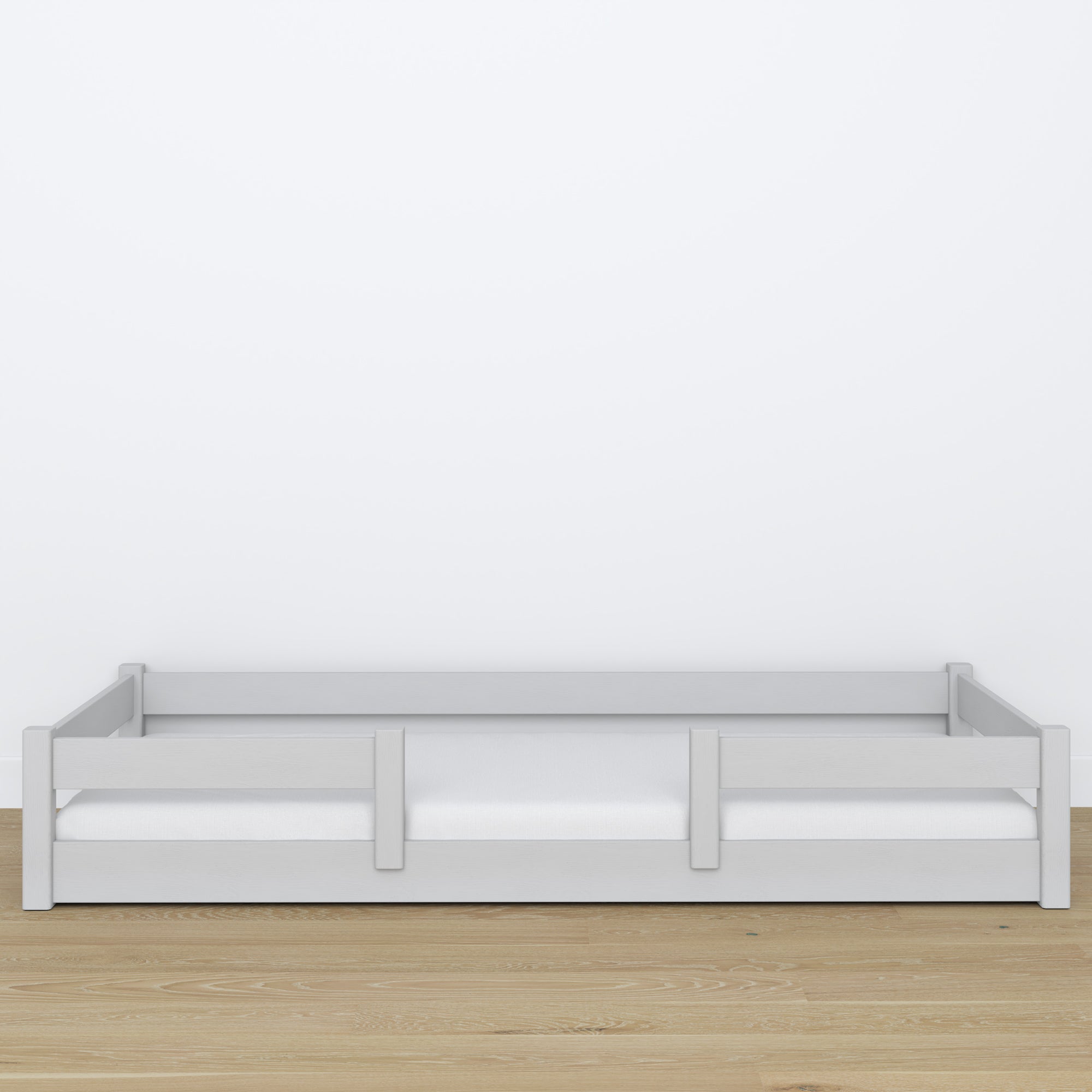 Wooden low bed N01 grey