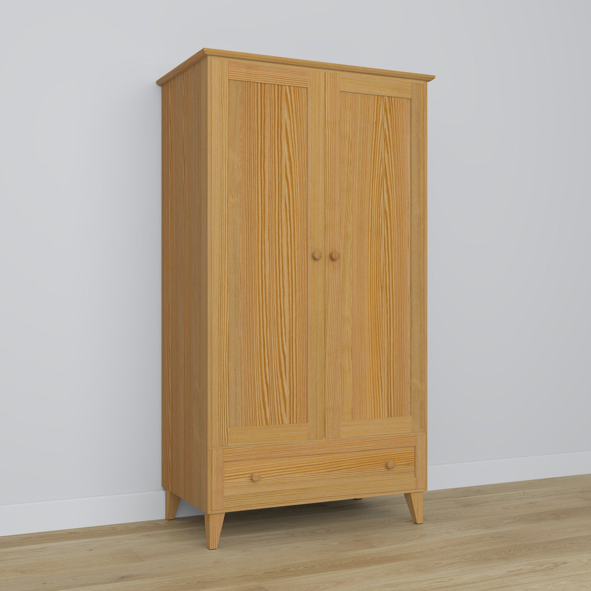 Pine wardrobe 2D1S Scandi natural pine