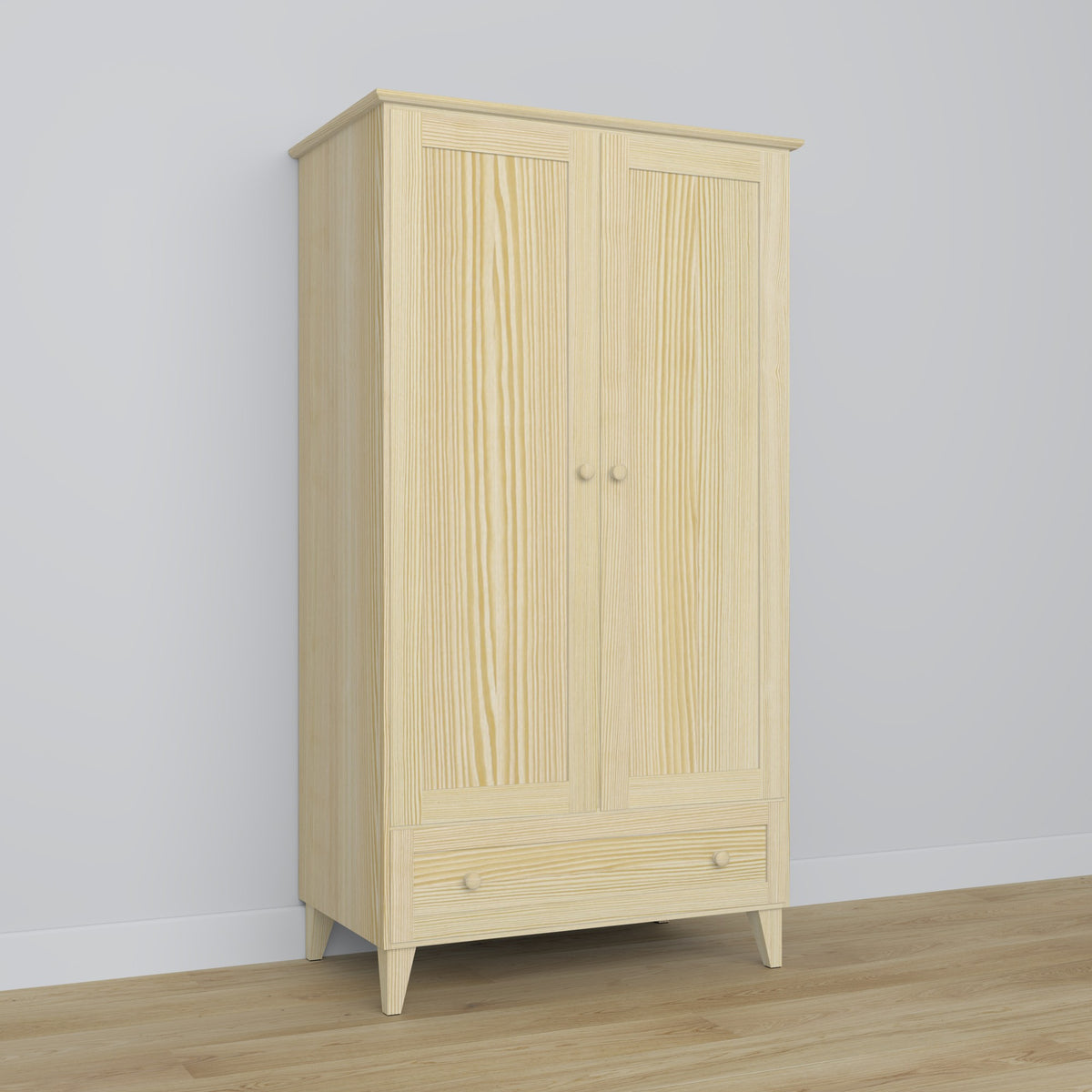 Pine wardrobe 2D1S Scandi clear pine