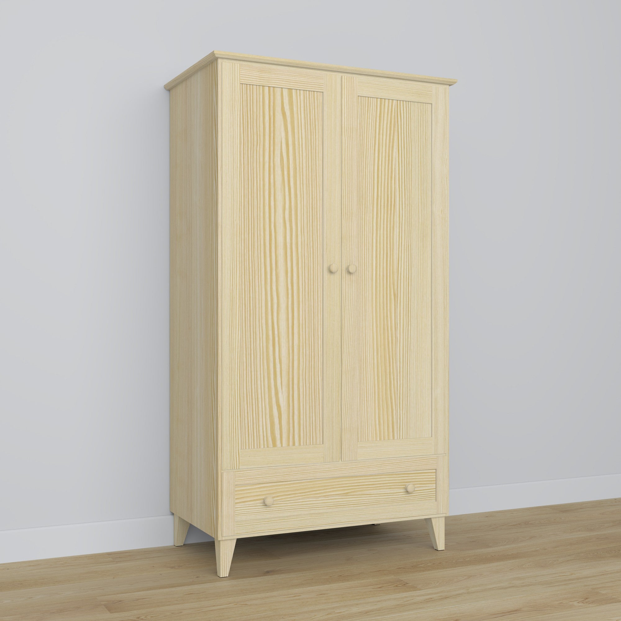 Pine wardrobe 2D1S Scandi clear pine
