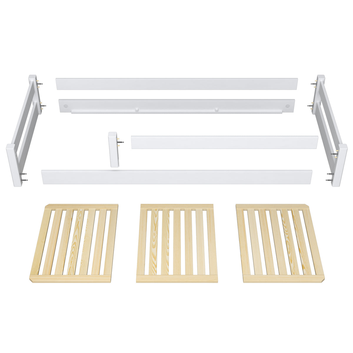 Wooden low bed N02 white / oak