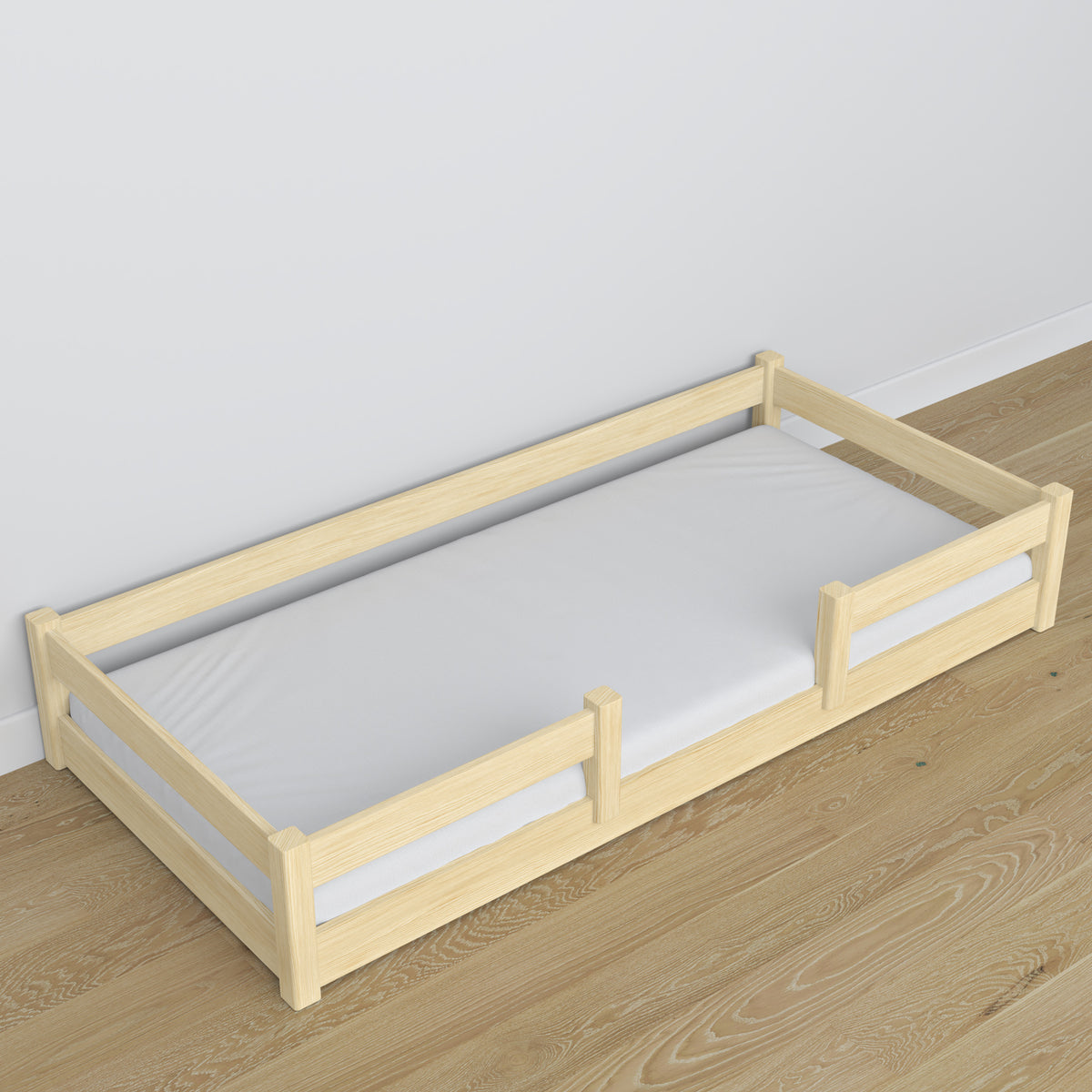 Wooden low bed N01 clear pine