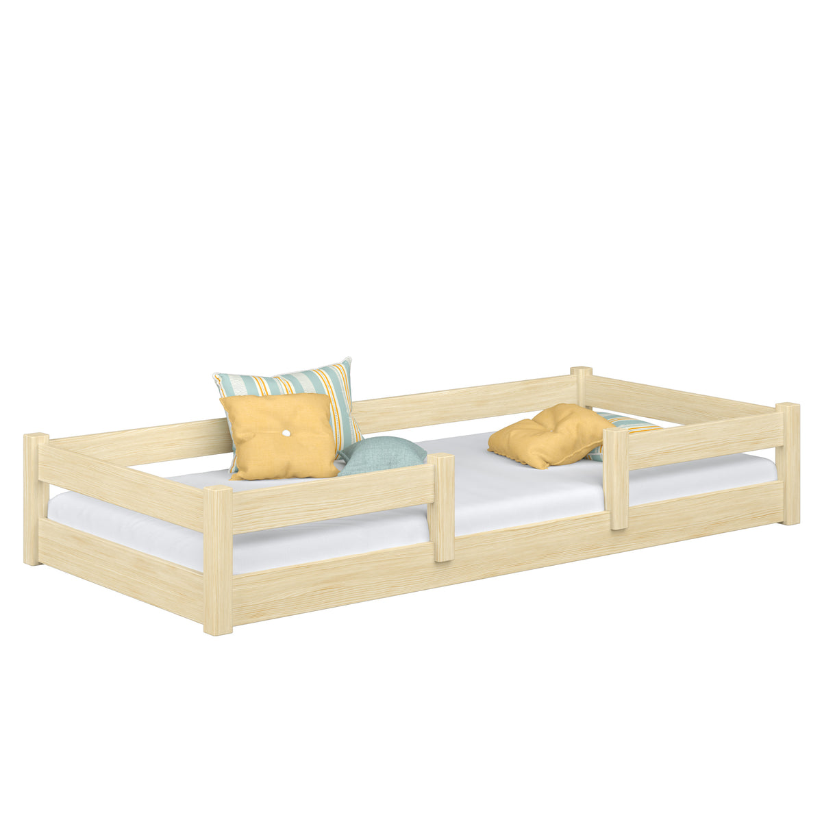 Wooden low bed N01 clear pine
