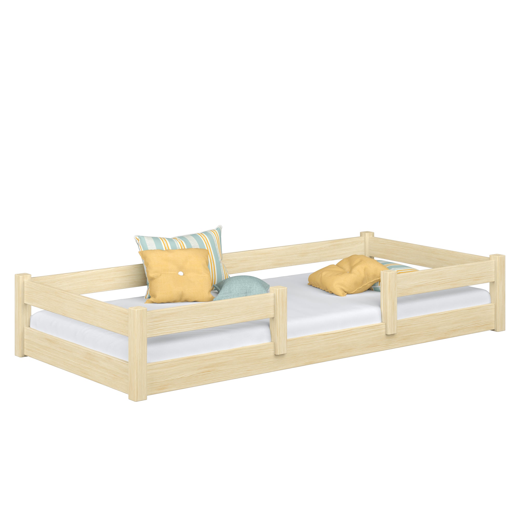 Wooden low bed N01 clear pine