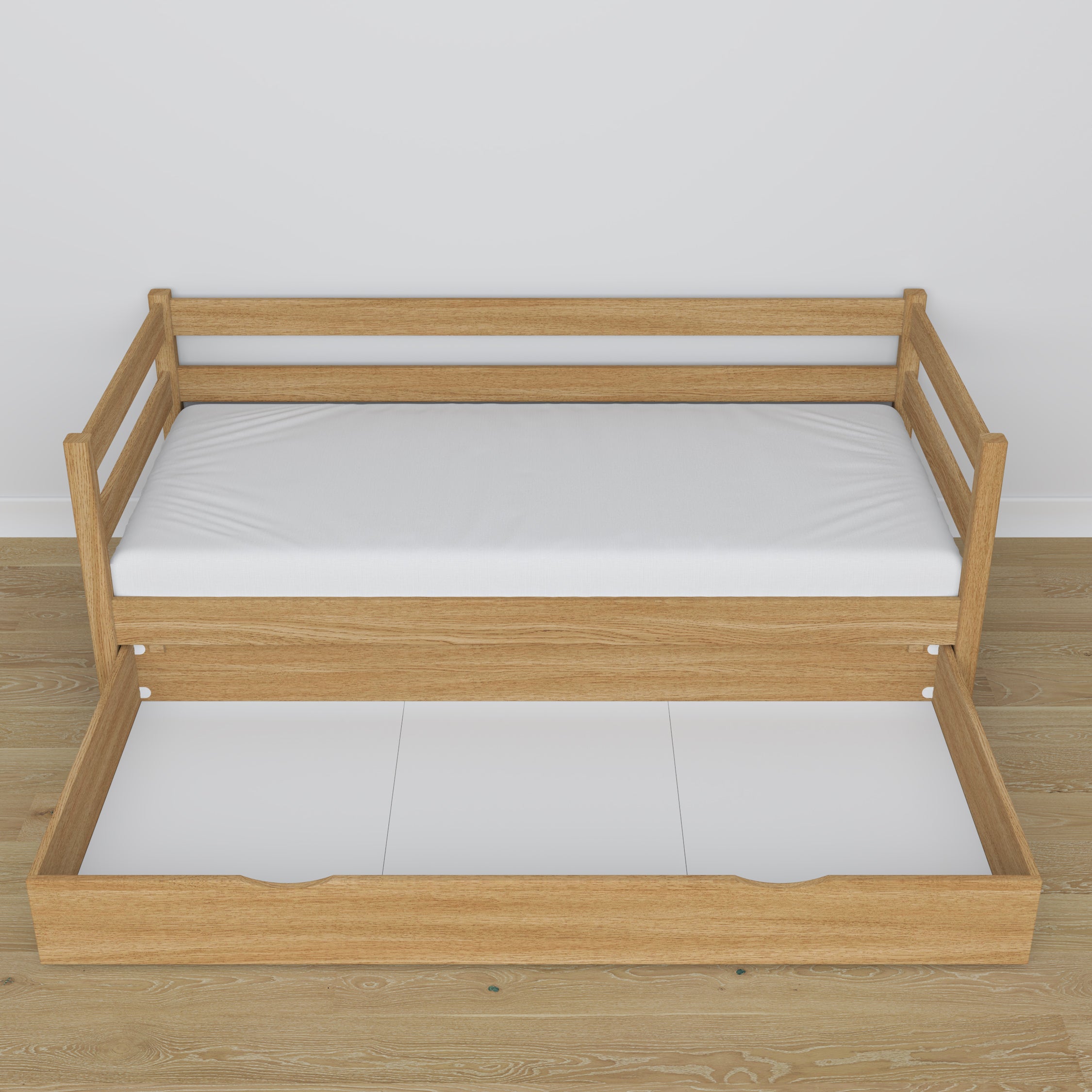 Łóżko sofa z szufladą N01 dąb naturalny – dodatkowy widok, ekologiczne drewno