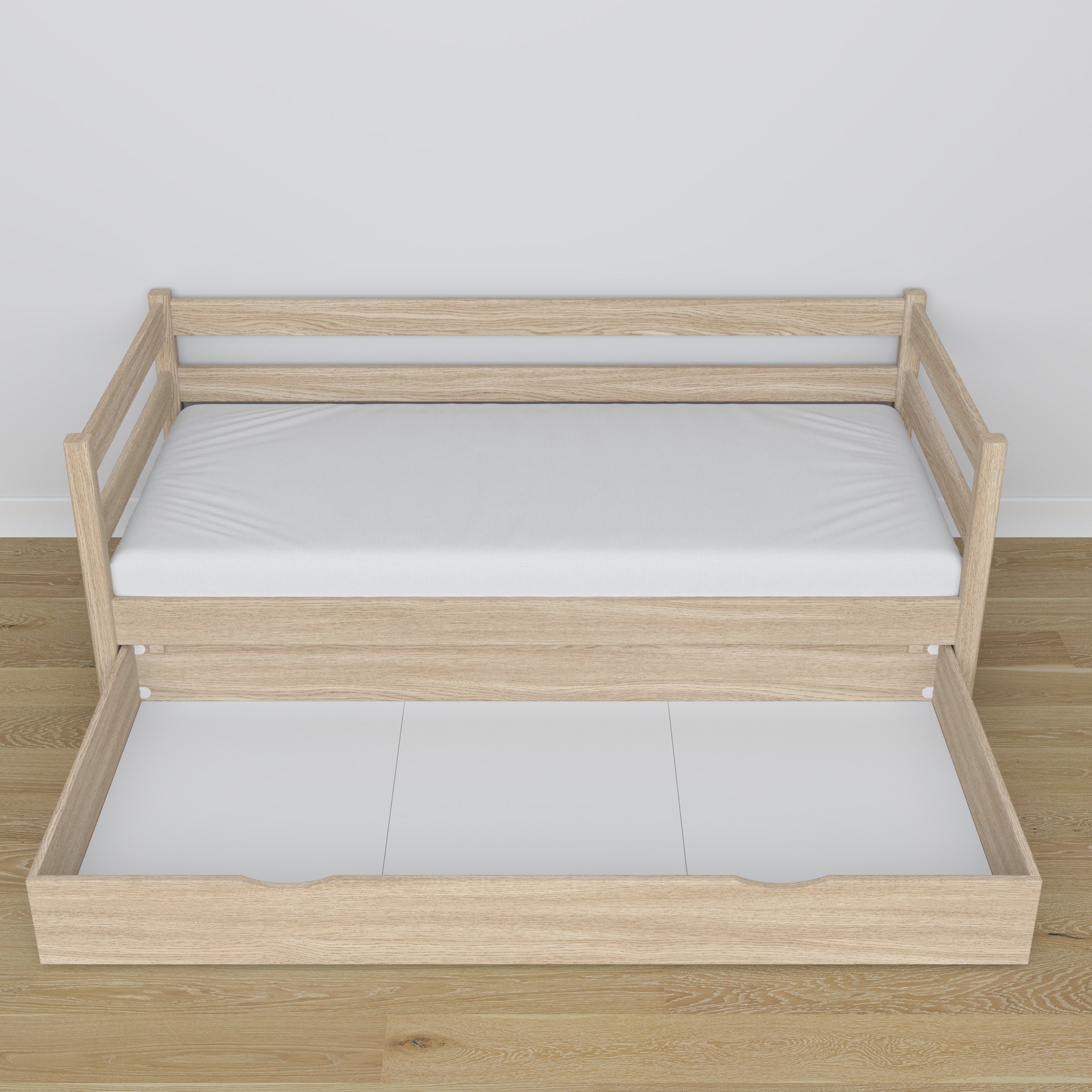 Łóżko sofa z szufladą N01 dąb bielony – dodatkowy widok, ekologiczne drewno