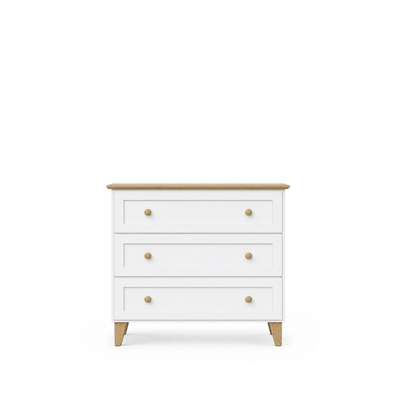 Wooden chest of drawers 3S 105 Scandi white / natural oak
