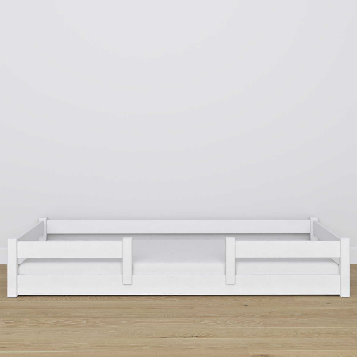 Wooden low bed N01 white