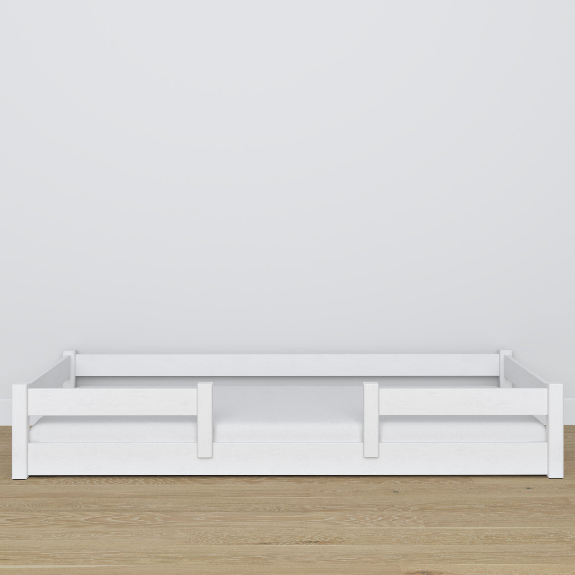 Wooden low bed N01 white