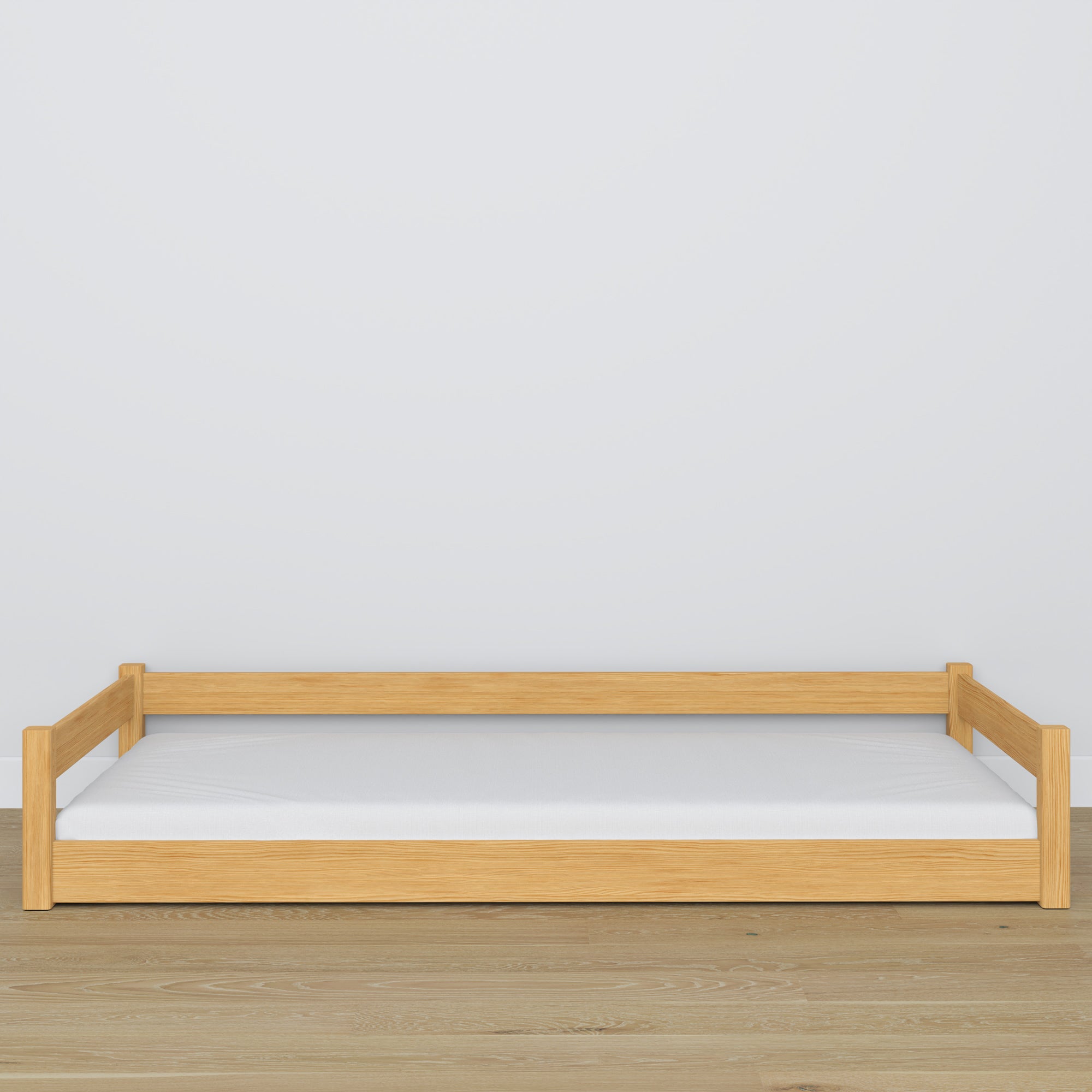 Wooden low bed N01 natural pine